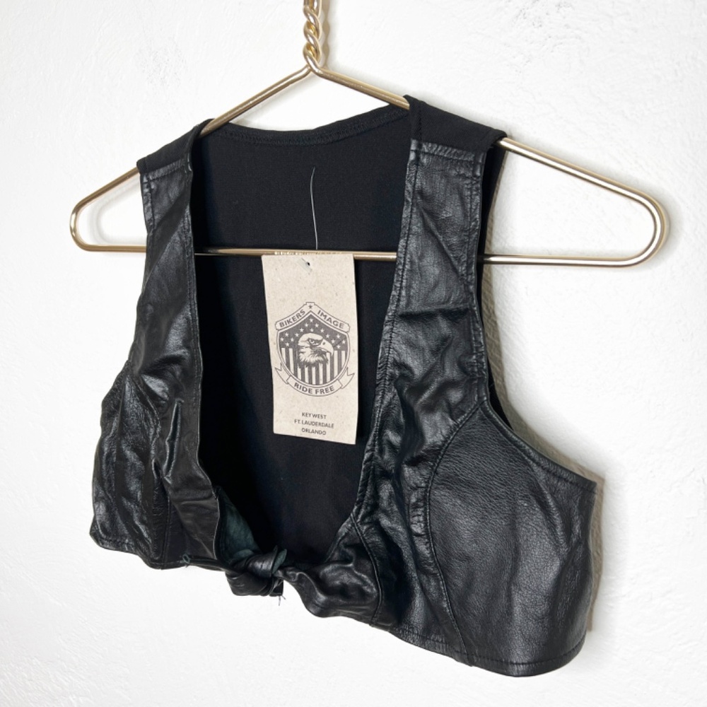 NWT Bikers Image | The Front Bra Leather Size Large Americana - Picture 3 of 11
